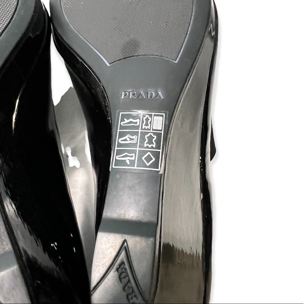 Prada Black Patent Leather Wedges Size 8.5 - Picture 10 of 17